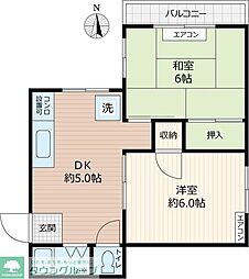 パレスハイツ 2DKの間取図画像