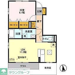 フェリーチェヴィータC 1LDKの間取図画像