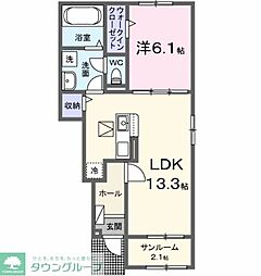 サンライズ リバー NK 1LDKの間取図画像