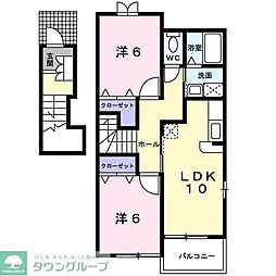 プロムナードC 2LDKの間取図画像