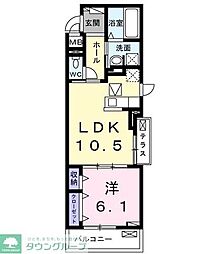 クオーレD 1LDKの間取図画像