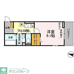 ヴァン・ヴェールおおたかの森2 1Kの間取図画像