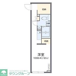 レオパレス先作イースト ワンルームの間取図画像