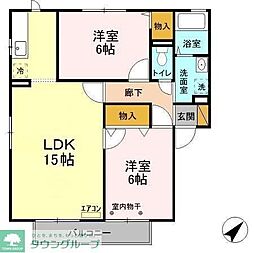 フルールアルス 2LDKの間取図画像