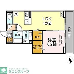 ハスクバーナ江戸川台 1LDKの間取図画像