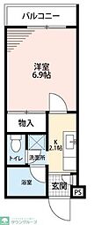 サンワハイツ柏の葉 1Kの間取図画像
