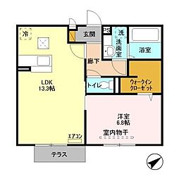 プラシードカーサ1 1LDKの間取図画像