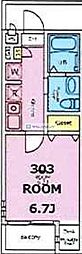スピネル北柏 1Kの間取図画像