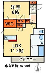 パークハイム 1LDKの間取図画像