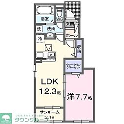 アスカB 1LDKの間取図画像
