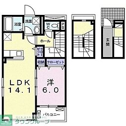サニーコートE棟 1LDKの間取図画像