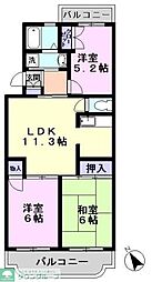 ジュネ向山二番館 3LDKの間取図画像