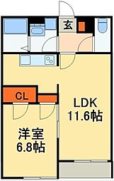 ガーデンヒルズ 1LDKの間取図画像