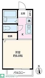 VaqueroA棟 ワンルームの間取図画像