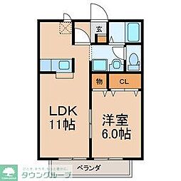 シャンスC棟 1LDKの間取図画像