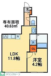 松戸市八ケ崎2丁目アパート 1LDKの間取図画像