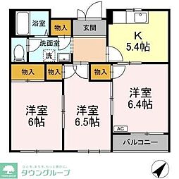 アピアパレスB 3Kの間取図画像