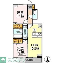 フリージアIII 2LDKの間取図画像