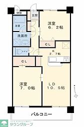 オアシスF 2LDKの間取図画像