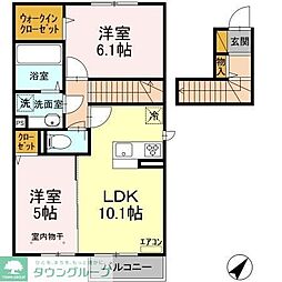 ラポール 2LDKの間取図画像