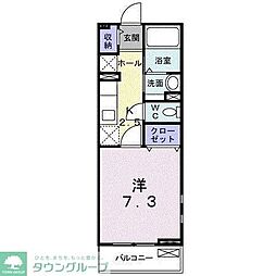 アビターレ 1Kの間取図画像