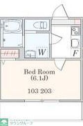 小田急小田原線 新百合ヶ丘駅 徒歩10分の賃貸アパート 2階1Kの間取り