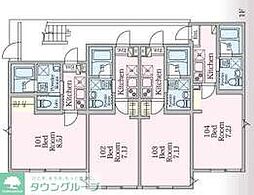 東急田園都市線 溝の口駅 徒歩2分の賃貸アパート 1階1Kの間取り