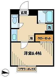 京王相模原線 稲城駅 徒歩14分の賃貸アパート 1階1Kの間取り