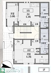 小田急小田原線 登戸駅 徒歩12分の賃貸アパート 1階1DKの間取り