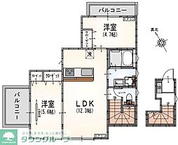 サンライズ登戸I 2LDKの間取図画像
