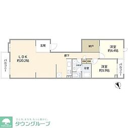 ハイツ向ヶ丘遊園 2LDKの間取図画像