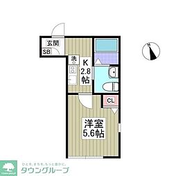 ヴァンベール生田 1Kの間取図画像