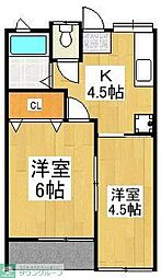 レジデンスパーシモン 2Kの間取図画像