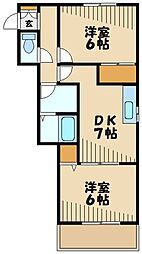メゾン野川 2DKの間取図画像