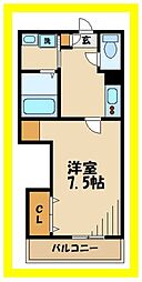 アンソレイエ 1Kの間取図画像