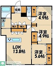 セレーナコート 2LDKの間取図画像