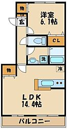 キュロコ千歳船橋 1LDKの間取図画像