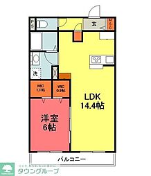 ウィステリアあざみ野 1LDKの間取図画像