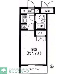 スカイヒル生田 1Kの間取図画像