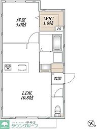 川崎市高津区千年マンション 1LDKの間取図画像