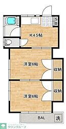 JR埼京線 戸田公園駅 バス8分 笹目東小学校入口下車 徒歩3分の賃貸アパート 2階2Kの間取り