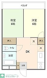 埼玉高速鉄道 川口元郷駅 徒歩12分の賃貸マンション 2階2DKの間取り