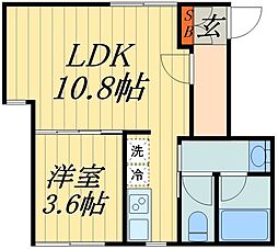 グランニール西川口 3階1LDKの間取り