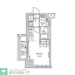 ザ・パークハビオ蕨 5階ワンルームの間取り
