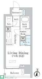 ルミエール浦和仲町 11階1Kの間取り