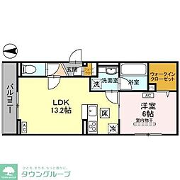 アニヴェルセル 1階1LDKの間取り