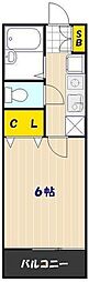 エスポワール 2階1Kの間取り