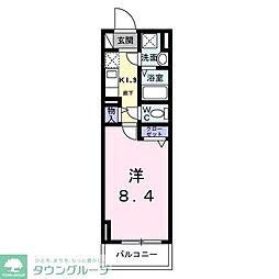 スアヴィス鳩ヶ谷 4階1Kの間取り