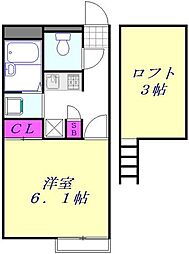 レオパレスインテル 1Kの間取図画像