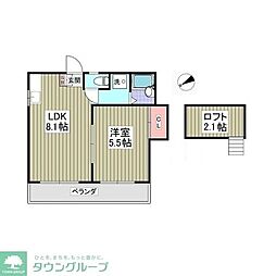 リブレス東浦和2 1Kの間取図画像